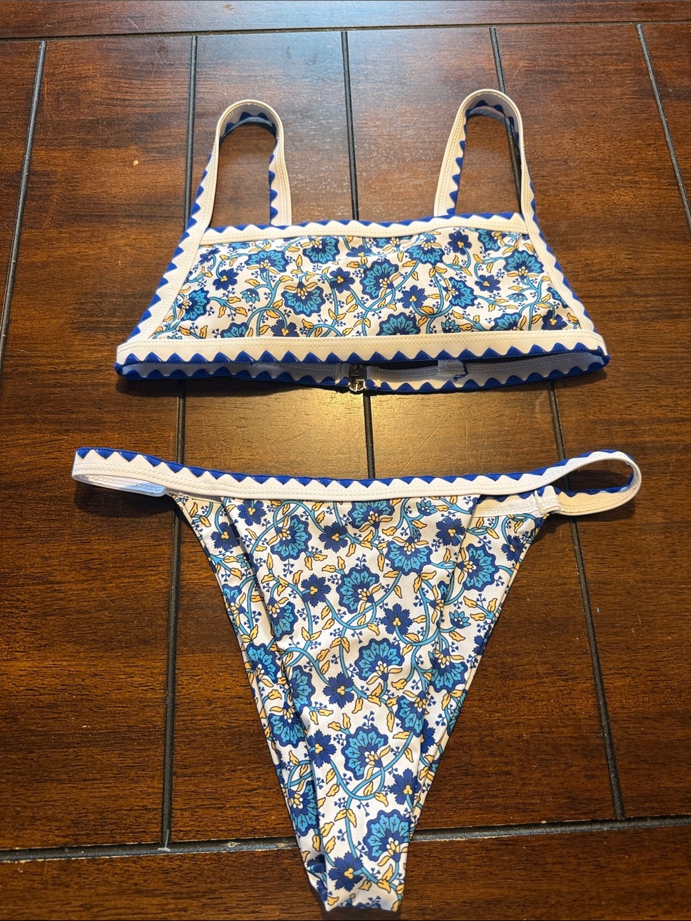 Blue Floral Two-Piece Bikini Set